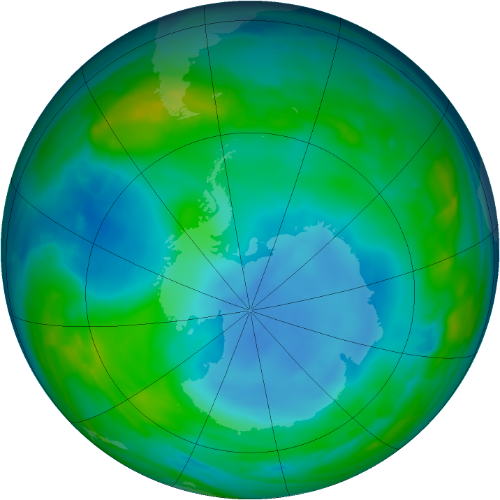 Antarctic ozone map for 31 May 2014